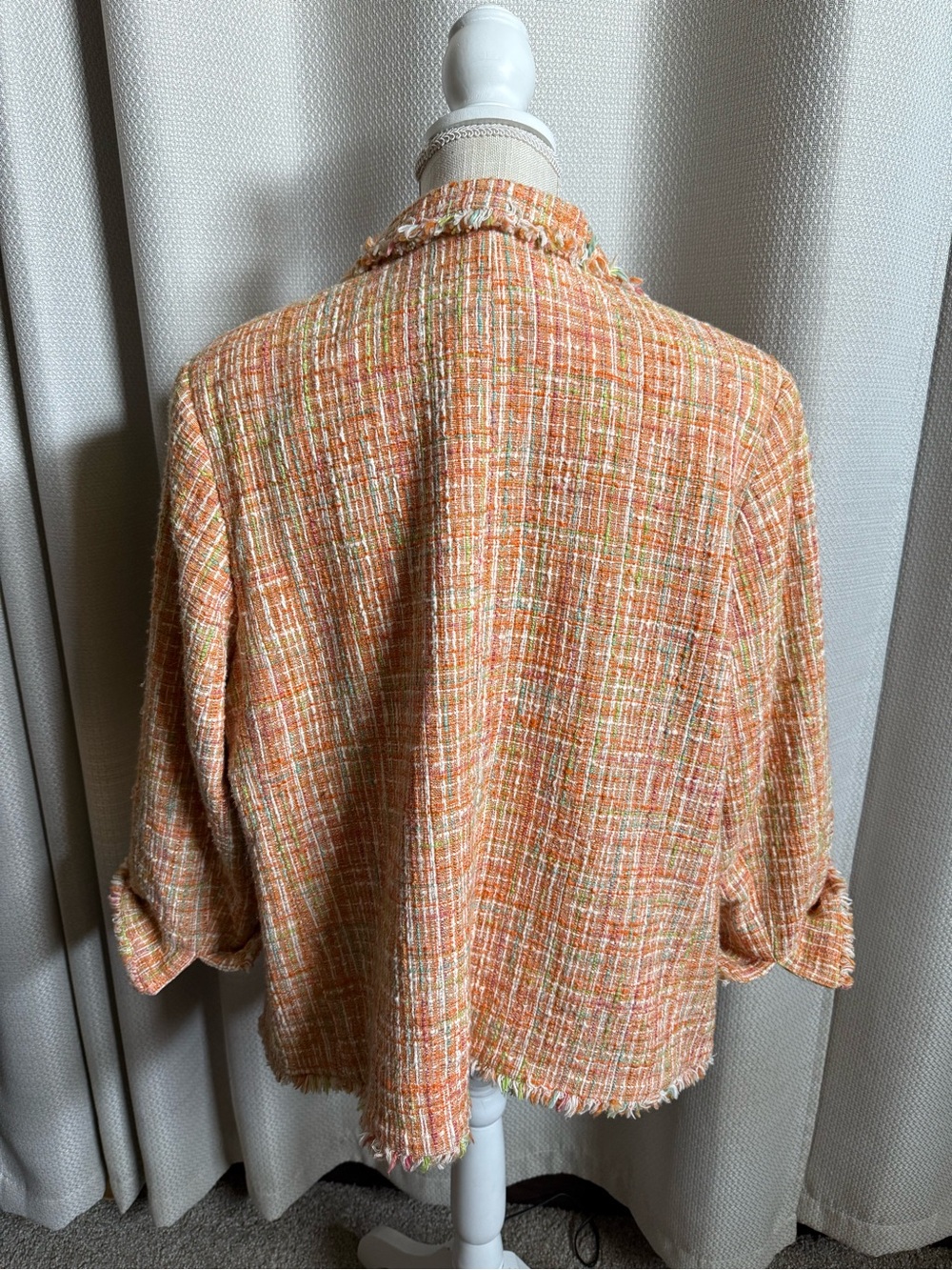 Jones New York Signature Orange Tweed Lined Blazer W/ Front Pockets Size 20W - Picture 7 of 13